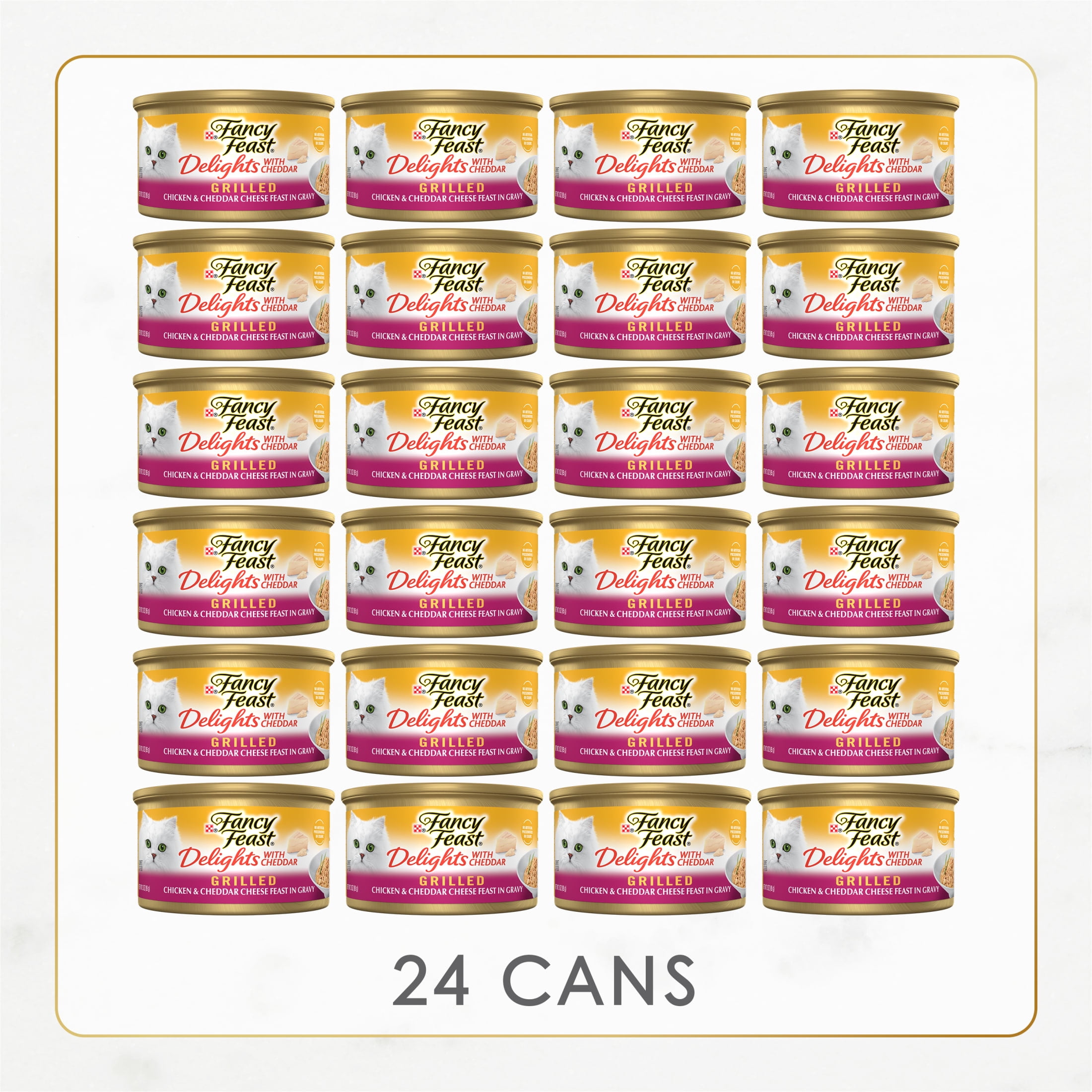 Purina Fancy Feast Delights with Cheddar Wet Cat Food, Grilled Chicken, 3 oz Cans (24 Pack)