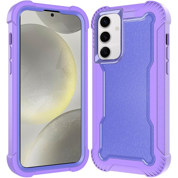 For Samsung Galaxy S25 /S24 Tough Hybrid Case - Shockproof 3-in-1 Armor Full-Body Protection PC   TPU Rubber Bumper Frame Cover, XPM Phone Case [Purple]