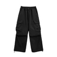 thumbnail image 3 of StSilkitty Baggy Cargo Pants for Boys Girls Solid Color High Waisted Elastic Drawstring Wide Leg Hiking Pants with Pockets, 3 of 8