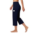 thumbnail image 6 of Hearthz Womens Capris for Summer High Waisted Wide Leg Cropped Yoga Pants Soft Comfy Lounge Capris Leggings for Women Navy XXL, 6 of 7