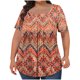 thumbnail image 2 of Puntoco Liquidación de blusas cortas para mujer Blusa holgada de manga corta plisada con cuello grande y estampado para mujer L-5xl, 2 of 5