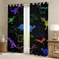 thumbnail image 2 of Manfei Colorful Dino Curtains Pack of 2 (42x84 Each),Multicolor Circle Dots Curtains Blackout,Multicolor Glitter Print Bedroom Curtains For Boys,Breathable Home Decor, 2 of 6
