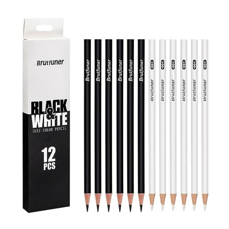 12Pcs Black and White Based Colored Pencils Wooden  Soft Core Colored Pencil for Drawing Sketching Shading