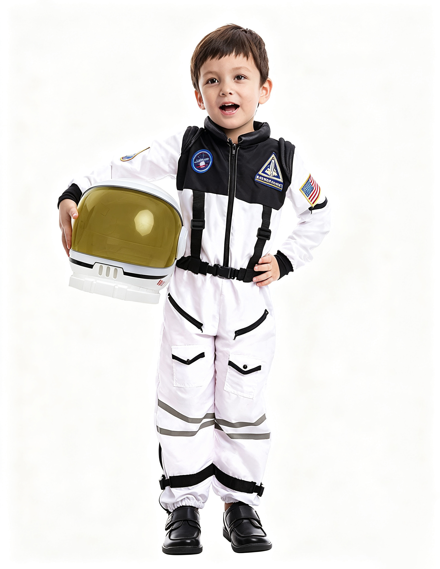 Joyfy Astronaut Pilot Costume with Tinted Helmet, White