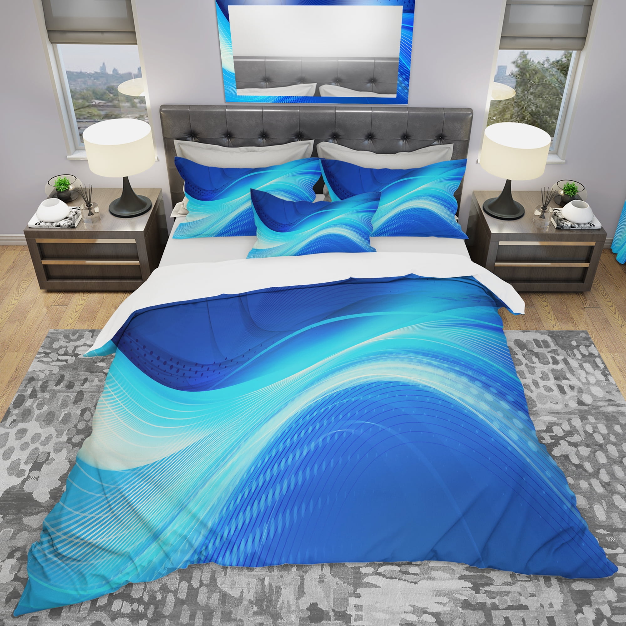 Designart 'Blue Hues Abstract' Modern & Contemporary Duvet Cover Set