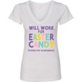thumbnail image 3 of Inktastic Will Work for Easter Candy Please Pay in Advance Women's V-Neck T-Shirt, 3 of 5