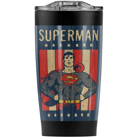 

Superman Retro Liberty Stainless Steel Tumbler 20 oz Coffee Travel Mug/Cup Vacuum Insulated & Double Wall with Leakproof Sliding Lid | Great for Hot Drinks and Cold Beverages