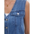 thumbnail image 5 of DARING DIVA Women's V Neck Button Up Sleeveless Cropped Denim Vest XL Blue, 5 of 7