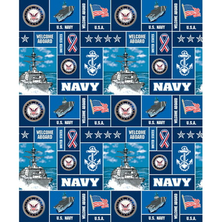 Fleece Navy Fabric, per Yard (Best Material For Sports Clothing)