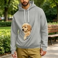 thumbnail image 4 of Eiyaclvo Mens Pet Pouch Hoodie for Men with Pocket Long Sleeve Hooded Sweatshirts Pullover Carrier Kangaroo Dog Pouch Hoodies, 4 of 5