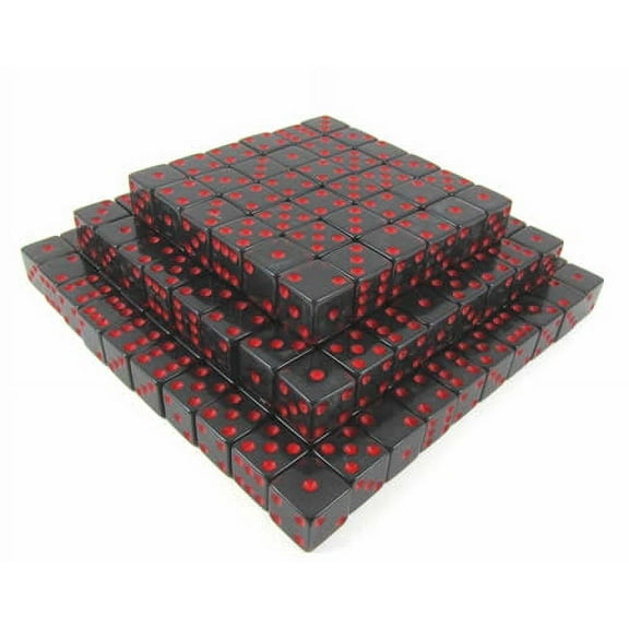 Smoke Transparent Dice with Red Pips D6 16mm (5/8in) Bulk Pack of 200 Koplow Games