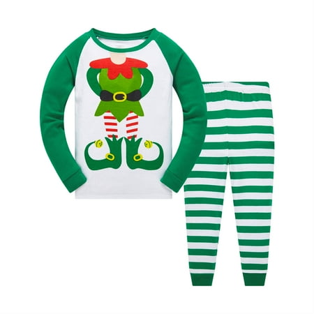 

Little Boys Girls Christmas Pajamas Sets for Toddler 100% Cotton Elf Sleepwear Long Sleeve 2 Piece Kids Clothes Pjs 3-7T 6552-8T