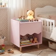 thumbnail image 2 of Costway Kids Nightstand, Toddler Scalloped Side Table with Wide Top & Open Compartment Pink, 2 of 10
