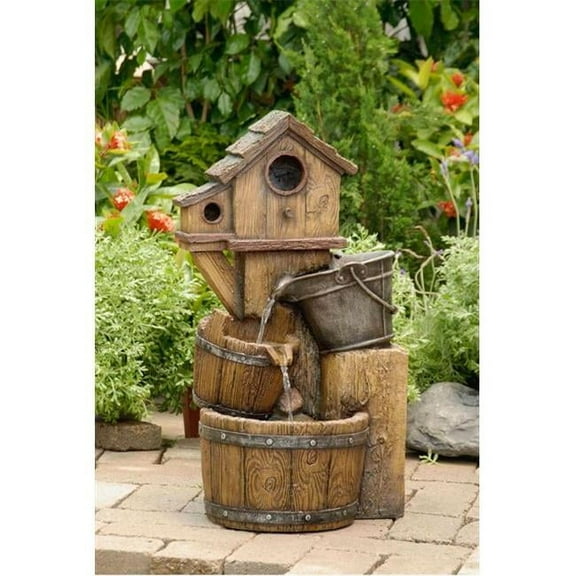 Jeco FCL054 Bird House Outdoor Water Fountain Without Light