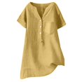 thumbnail image 2 of Linen Blouse Summer Beach Short Sleeve V Neck Button Down Top Casual Tunic Loose Shirt 2025, 2 of 2
