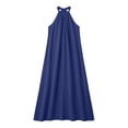 thumbnail image 4 of Tqcoqu Sleeveless Long Dress for Women,Boho Halter Maxi Sundress Casual Loose Dresses,Navy Women's S-XXL, 4 of 7