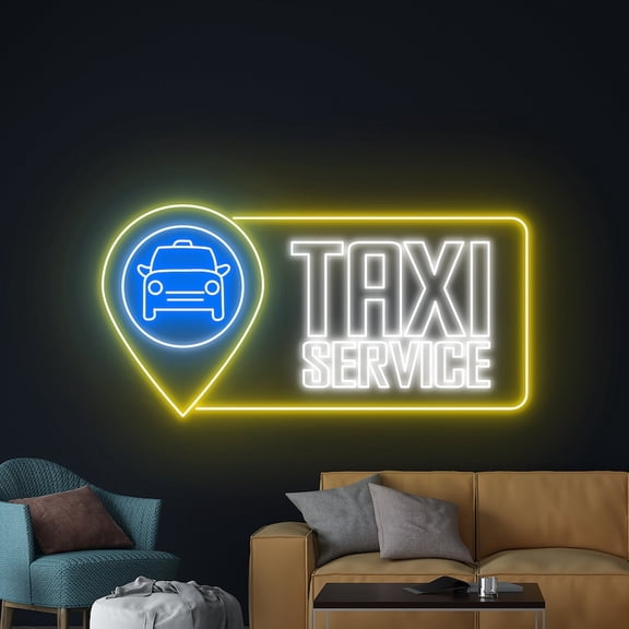 Handmadetneonsign Taxi Neon Sign, Car Rent Led Sign, Car Rent Service Led Light, Car Neon Light