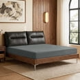 thumbnail image 3 of Lirex Twin XL Size Fitted Sheet, 100% Cotton Deep Pocket Bed Sheet, Soft Breathable Dark Grey, 3 of 8