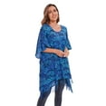 thumbnail image 3 of Beautybatik Cobalt blue Batik Caftan Boho Hippie Women Tunic Top Blouse Plus Size 3X, 3 of 5