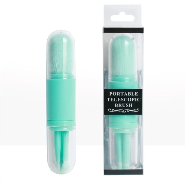 Set de brochas de maquillaje 4 en 1 - Mini base portátil, sombra de ojos, brochas de labios y iluminadores para maquillaje portátil