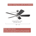 thumbnail image 5 of Luminance Kathy Ireland Home Ion Eco LED 60in Ceiling Fan with DC Motor | Hanging Fixture with Dimmable Light Kit, Wall Control, and Downrod Mount |  Brushed Steel  with Walnut Blades, 5 of 7
