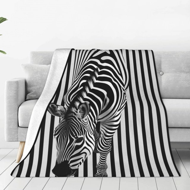 Balery Optical Zebra Illusion Manta de Felpa Suave y Acogedora – Cobija de Franela Aterciopelada para Cama, Lavable y Cálida para Sofá, Mascotas, Transpirable-60"x50"