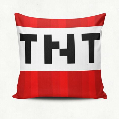 Ensemble de 1 Taie d'Oreiller Décorative Minecraft TNT, Taie d'Oreiller Minecraft Taie d'Oreiller Coussin Lombaire Coussin de Voiture Coussin de Sofa Taie d'Oreiller (17.7x17.7 Pouces)