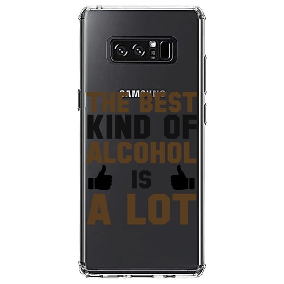 DistinctInk Clear Shockproof Hybrid Case for Samsung Galaxy Note 8 - TPU Bumper Acrylic Back Tempered Glass Screen Protector - The Best Kind of Alcohol is A LOT