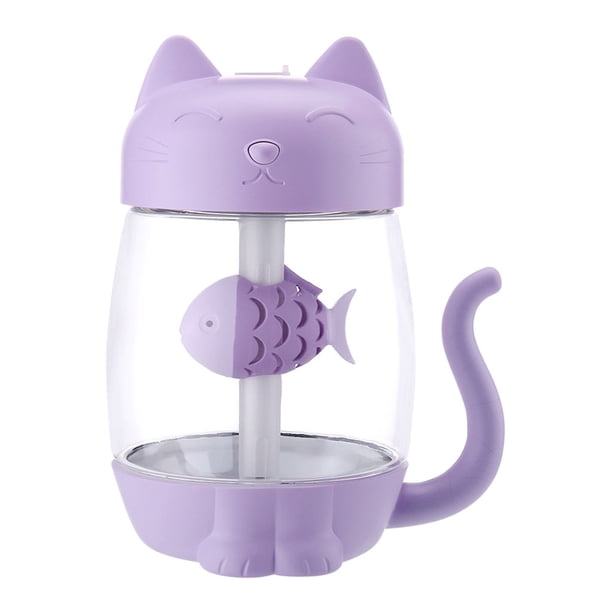Humidificador de aire portátil para gatos 3 en 1, fabricante de nieb fría, lámparED Ninght, ventidor USB para escritorio, viaje, oficina, coche - Púrpura, 83X107X1 Sunnimix humidificador de aire