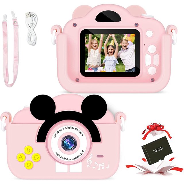 Cámara para niños, cámara digital para niños, regalos creativos, cámara para niños de 3 a 12 años, con tarjeta HD de 32 G/1080P