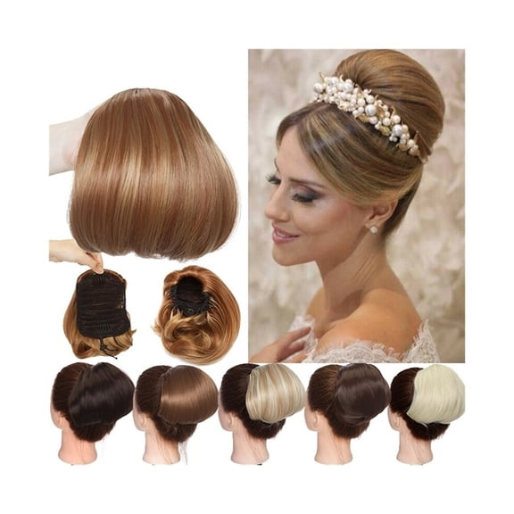 Synthetic Straight Hair Bun Hairpiece Drawstring Bun Updo Hair Chignon Clip in Hair Extension