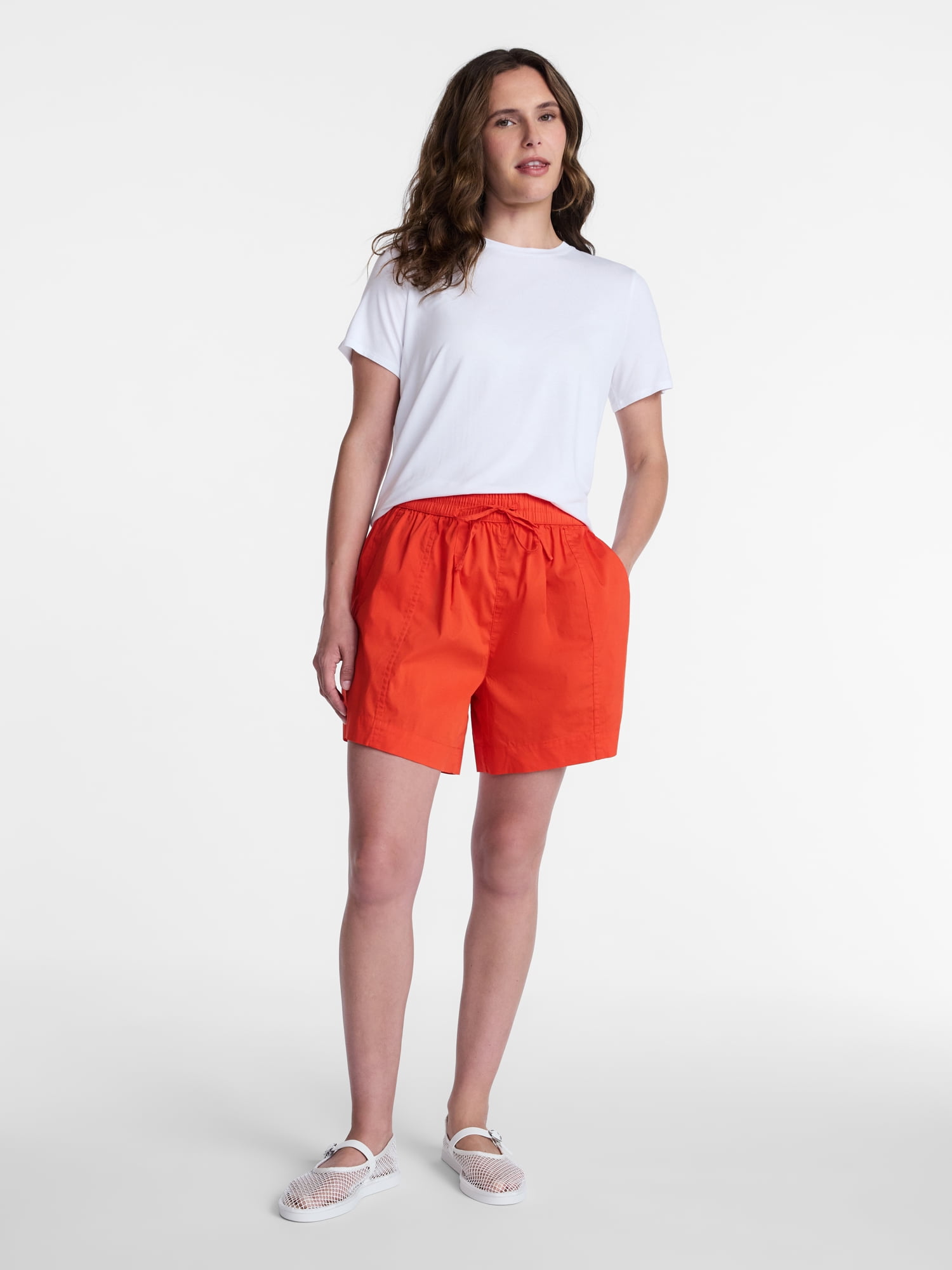 Time and Tru Women’s Mid Rise Poplin Shorts, Sizes XS-XXXL