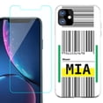 thumbnail image 1 of For Apple iPhone 11 Case , Slim-Fit TPU Protective Phone Case with Tempered Glass Screen Protector, by OneToughShield ® - Airport Tag / Miami, 1 of 3