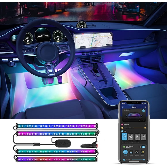 Govee RGBIC Car LED Strip Lights, Smart Interior Car Lights with 4 Music Modes, 30 Scene Options and 16 Million Colors, APP Control Car LED