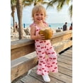 thumbnail image 3 of BemeyourBBs Toddler Baby Girls Summer Clothes Bee Western Boots Cherry Romper Overalls Jumpsuit Bell Bottoms Casual Tie Shoulder Flared Pants Overalls Cute Infant Spring Summer Clothes, 3 of 9