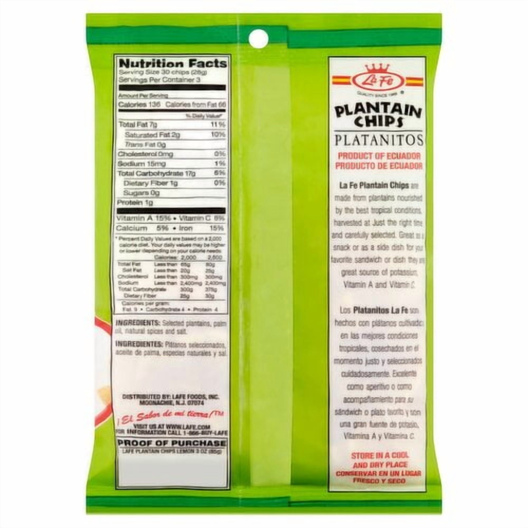 LaFe Lemon Plantain Chips, 2.5 oz