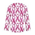 thumbnail image 5 of Kilaqueen Breast Cancer Awareness Shirts for Women Long Sleeve Oblique Collar V Neck Pink Ribbon Print October Tops for Going Out, 5 of 5