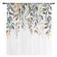 thumbnail image 2 of Green Brown Botanical Semi Sheer Curtains Drapes for Living Room, Bedroom, French Doors Window 84 Inches Long, Farmhouse Eucalyptus Leaves Rod Pocket Chiffon Curtain Drapery Voile Draperies Panel, 2 of 6