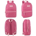 thumbnail image 5 of Classic Solid Color 17 Inch Backpack with Front Zipper Accessory Pocket, Dual Zipper Closure & Padded Shoulder Straps for Work, Office, Gym, Sports, Travel, Commute & Recreation in Pink, 5 of 7