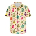thumbnail image 5 of JURANMO Happy Easter Shirts for Men Funny Bunny Eggs Graphic Hawaiian Shirt Summer Short Sleeve Button Down Lapel Beach Tops White S Sales of The Week, 5 of 6