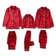 thumbnail image 4 of Christmas Pajamas for Kids Satin Silk Red Pajamas PJs Solid Family Matching Sleepwear Loungewear 2-Piece Pants Set for Child, 4 of 4