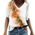 thumbnail image 4 of Patlollav Summer Tops for Women Short Sleeve Casual Shirts Floral Tee Trendy 2025 Basics V Neck Tshirts, 4 of 6