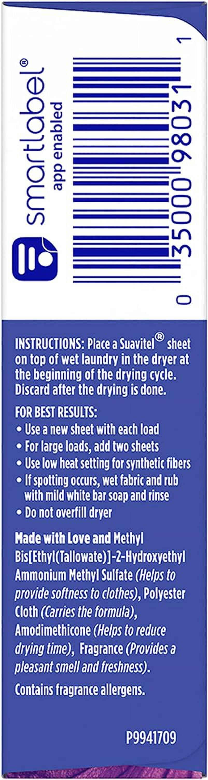 Suavitel Complete Fabric Softener Dryer Sheets, Lavender, 18 Sheets, 15 Pack 270 Dry Sheets Total