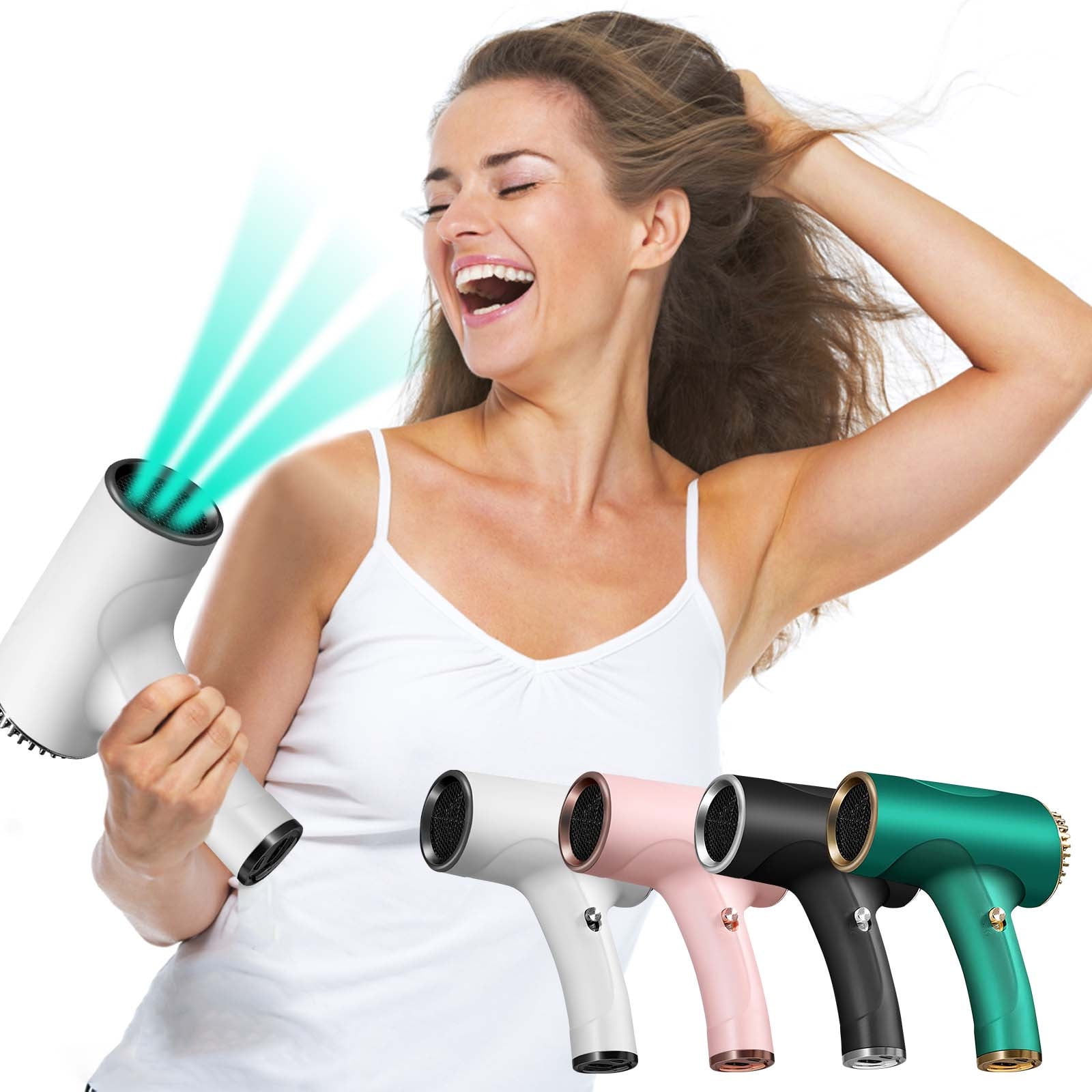 BGZLEU Cordless Rechargeable Hair Dryer - Negative Ionic Blow Dryer for Fast Drying,Low Noise Thermo,for Curly Wavy Hair,Compact Blow Dryer for Easy Storage,Travel Available