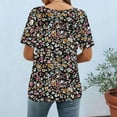 thumbnail image 5 of Sexlip Womens Short Sleeve Blouse Dense Floral Cluster Print Crew Neck Loose Sleeve Soft Fabric Relaxed Silhouette for Daily Casual Wear Red XXL, 5 of 7