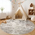 thumbnail image 6 of Toyoso 5x5 Round Washable Area Rug Abstract Modern Brown Grey Circle Rug Machine Washable Soft Low Pile For Reading Nook Entryway Small Dining Space Interior Decor, 6 of 9