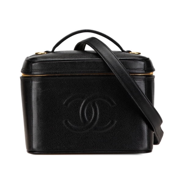 Pre-Owned Chanel Women's Grained Calfskin Shoulder Bag,Vanity Bag Black