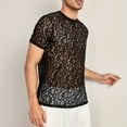 thumbnail image 5 of guisaled Men's Sheer Mesh Short Sleeve Round Neck T Shirts Solid Plain See Through Sparkling Tops Fashion Sexy Club Party Tops Valentine'S Day s, 5 of 7