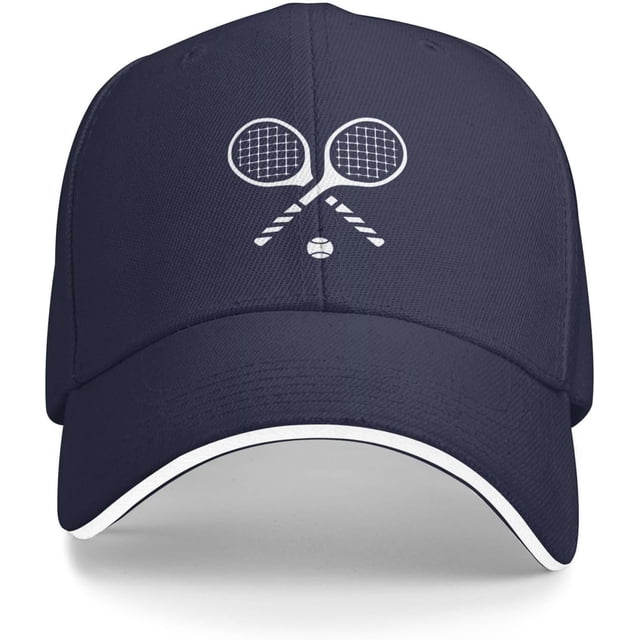 Tennis Racket Fashion Sandwich Dad Trucker Hat Adjustable Curved Visor Baseball Cap for Men Women