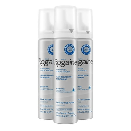 Men s Rogaine 5% Minoxidil Foam for Hair Regrowth  3-month Supply